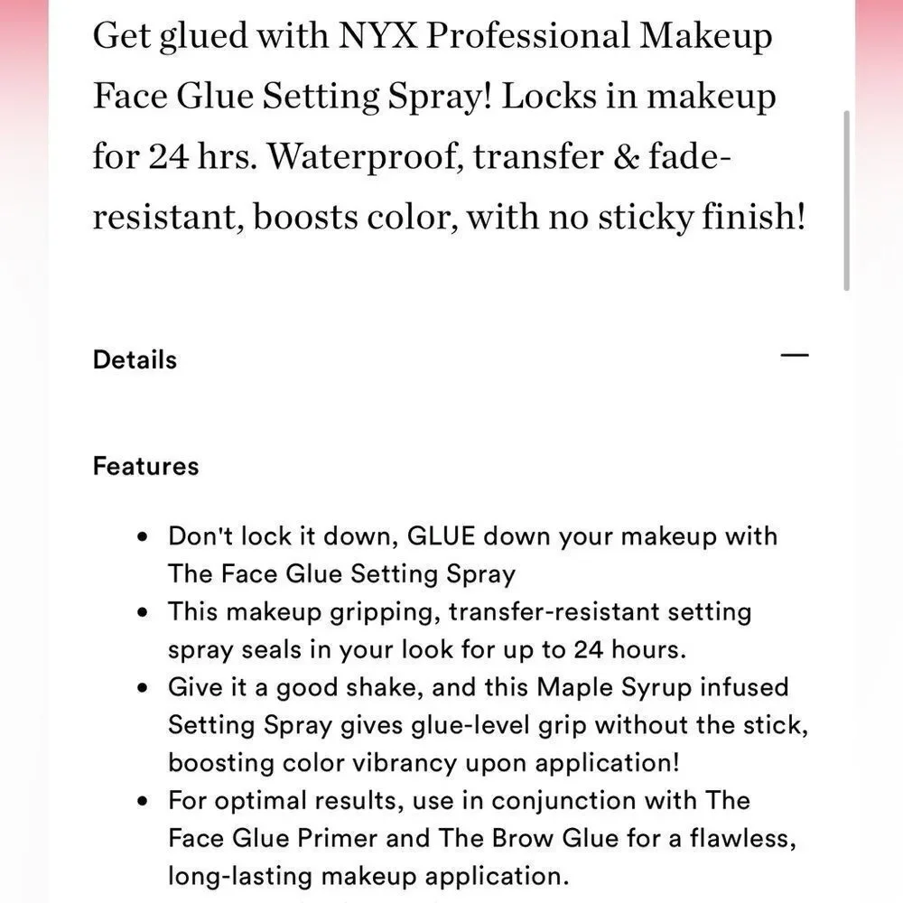 🦋 NYX The Face Glue Gripping Setting Spray New Full Size